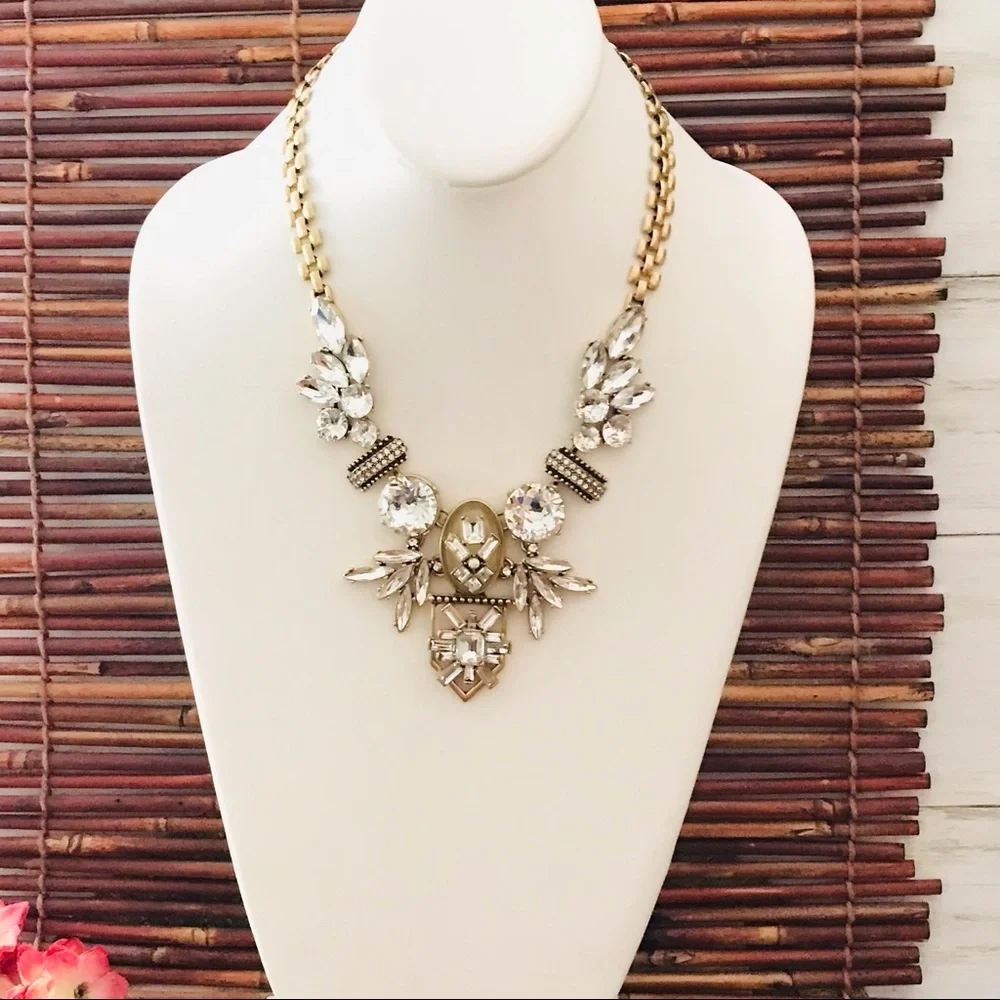J Crew Rhinestone & Resin Stunner Statement Necklace